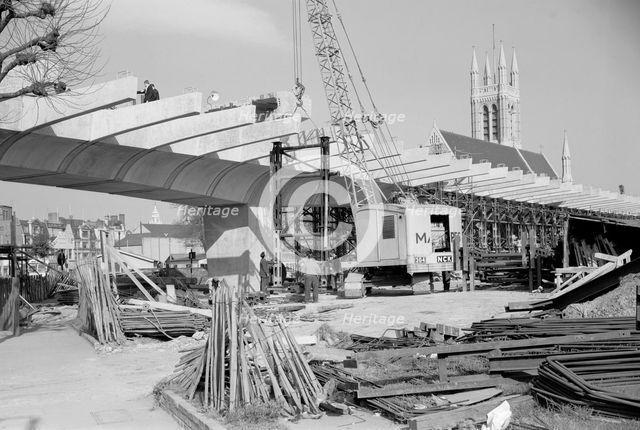 Hammersmith Flyover during construction, Hammersmith, London, 1961. Artist: Eric de Maré