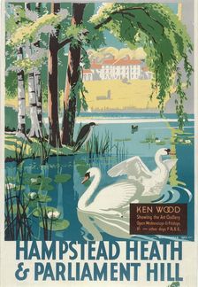 Hampstead Heath and Parliament Hill London County Council (LCC) Tramways poster, 1933. Artist: RF Fordred