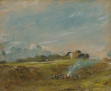 Hampstead Heath, with a Bonfire, ca. 1822. Creator: John Constable