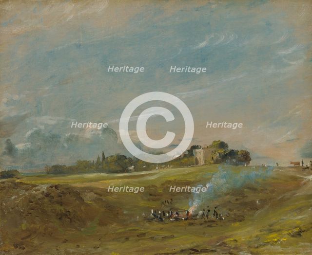 Hampstead Heath, with a Bonfire, ca. 1822. Creator: John Constable.