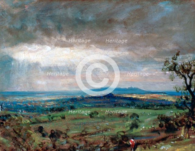 'Hampstead Heath with Harrow in the Distance', c1821. Artist: John Constable