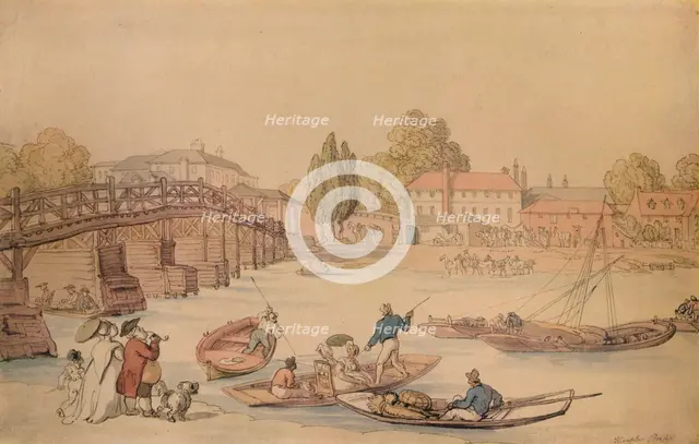 'Hampton Bridge', 1800. Artist: Thomas Rowlandson.