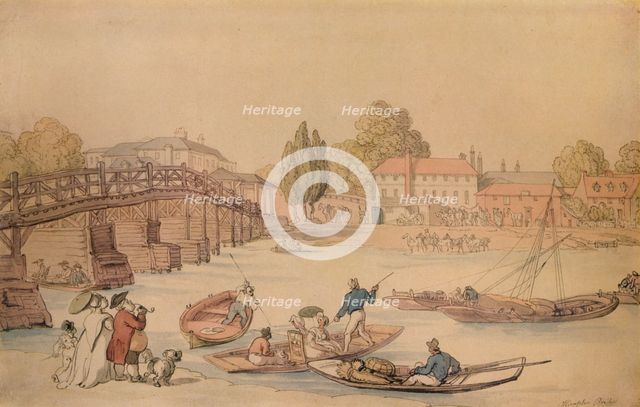 'Hampton Bridge', 1800. Artist: Thomas Rowlandson.