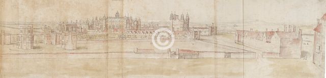 Hampton Court Palace from the North, c1550-1560. Artist: Anthonis van den Wyngaerde.