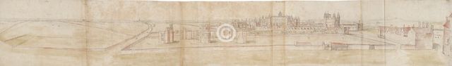 Hampton Court Palace from the North, c1550-1560. Artist: Anthonis van den Wyngaerde.