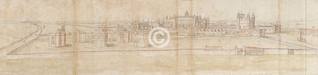 Hampton Court Palace from the North, c1550-1560. Artist: Anthonis van den Wyngaerde.