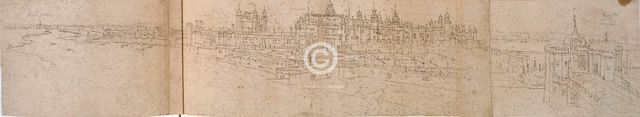Hampton Court Palace from the River, c1550-1560. Artist: Anthonis van den Wyngaerde.