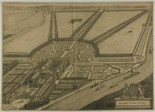 Hampton Court, plate six from Britannia Illustrata, published 1707. Creator: Johannes Kip
