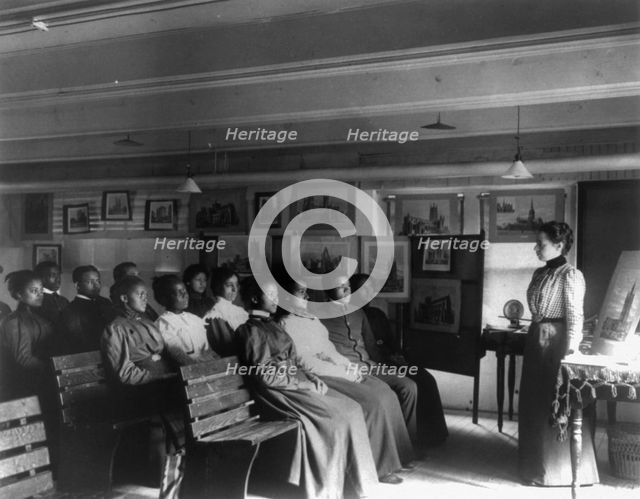 Hampton Institute, Hampton, Va., 1899 - male and female students in Geography class..., 1899 or 1900 Creator: Frances Benjamin Johnston.