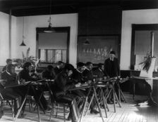 Hampton Institute, Hampton, Va. - nine students and teacher in drawing class, 1899 or 1900. Creator: Frances Benjamin Johnston
