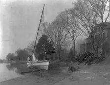 Hampton Institute students sketching a fishing boat at river bank. Hampton, Va. 1900. Creator: Frances Benjamin Johnston