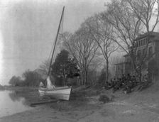 Hampton Institute students sketching a fishing boat at river bank. Hampton, Va. 1900. Creator: Frances Benjamin Johnston