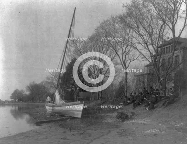 Hampton Institute students sketching a fishing boat at river bank. Hampton, Va. 1900. Creator: Frances Benjamin Johnston.