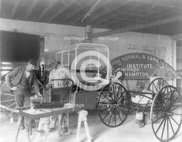 Hampton Institute, Va., 1899 - Classroom scenes - painting carriages, 1899 or 1900. Creator: Frances Benjamin Johnston.