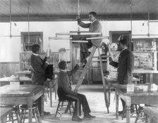 Hampton Institute, Va. 1899 - Classroom scenes - testing combined draught of animals, 1899 or 1900. Creator: Frances Benjamin Johnston