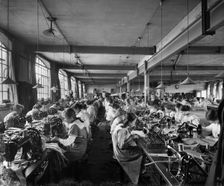 Hampton & Sons Ltd munition works, 43 Belvedere Road, Lambeth, London, July 1916. Artist: H Bedford Lemere