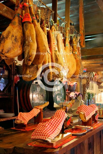 Hams for sale, Casa de Miranda, Puerto de la Cruz, Tenerife, Canary Islands, 2007. Creator: Peter Thompson.
