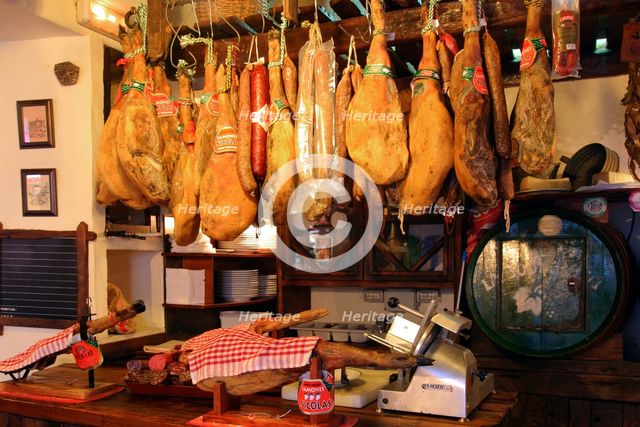 Hams for sale, Casa de Miranda, Puerto de la Cruz, Tenerife, Canary Islands, 2007. Creator: Peter Thompson.