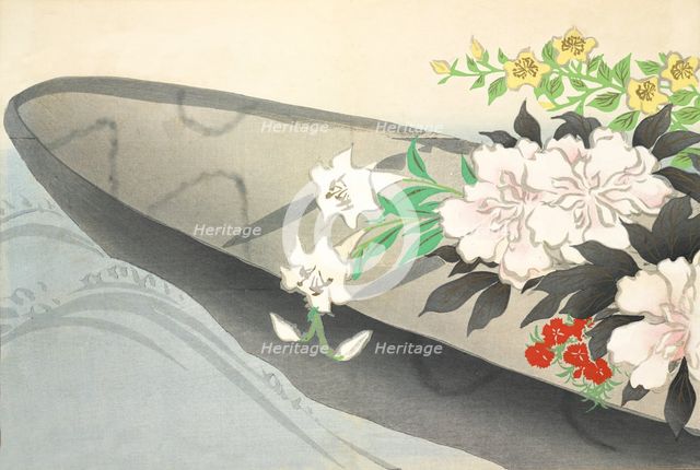 Hana-Bune, from Momoyo-gusa (The World of Things) Vol III, pub.1910 (colour block woodcut)