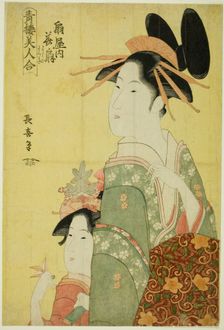Hanaogi of the Ogiya, from the series "Beauties of the Pleasure Quarters", c. 1793/97. Creator: Eishosai Choki