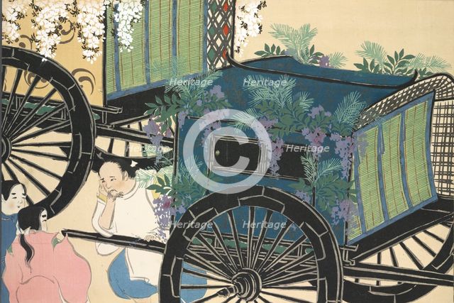 Hanazashi-guruma from Momoyo-gusa (The World of Things) Vol II, pub.1909 (colour block woodcut)