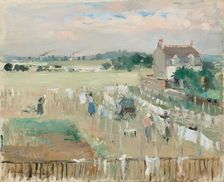 Hanging the Laundry out to Dry, 1875. Creator: Berthe Morisot
