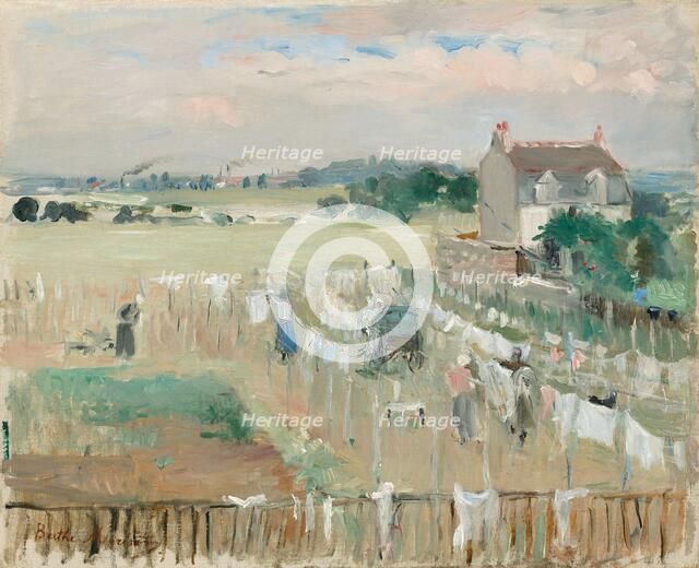 Hanging the Laundry out to Dry, 1875. Creator: Berthe Morisot.