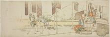 Hanging up dyed cloth, Japan, c. 1805. Creator: Hokusai