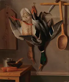Hanging Wild Ducks; Hanging Wild Ducks, Still Life, 1851. Creator: Wilhelm von Wright