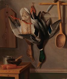 Hanging Wild Ducks; Hanging Wild Ducks, Still Life, 1851. Creator: Wilhelm von Wright