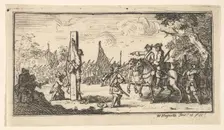 Hanging by the Thumbs (Modern Military Punishments), after 1725. Creator: William Hogarth