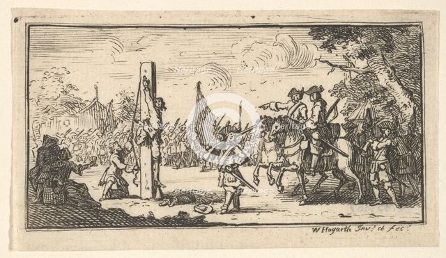 Hanging by the Thumbs (Modern Military Punishments), after 1725. Creator: William Hogarth.