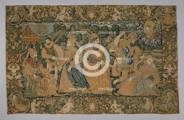 Hanging (Depicting the Story of Esther and King Ahasuerus) (Needlework), France, 1575/1600. Creator: Unknown.