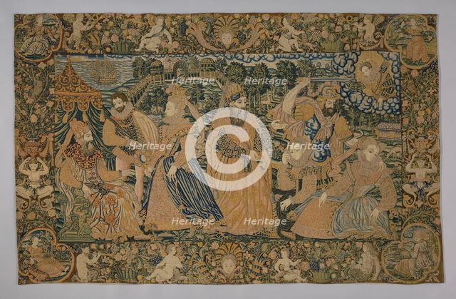 Hanging (Depicting the Story of Esther and King Ahasuerus) (Needlework), France, 1575/1600. Creator: Unknown.