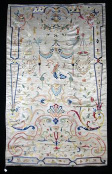 Hanging (Furnishing Fabric), China, Ming (1368-1644)/ Qing dynasty (1644-1911), 17th century. Creator: Unknown