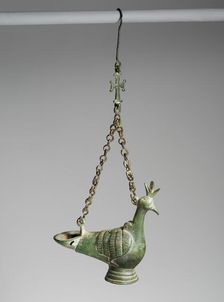 Hanging Lamp in the Form of a Peacock, Byzantine, 6th-7th century. Creator: Unknown