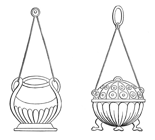 Hanging lamps, 9th century, (1870). Artist: Unknown