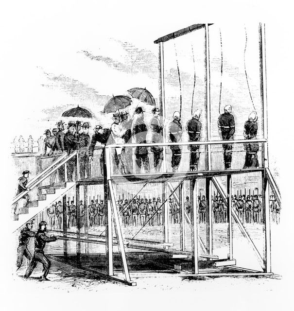 Hanging of the Lincoln assassination conspirators, Washington DC, USA, 7th July, 1865. Artist: Unknown