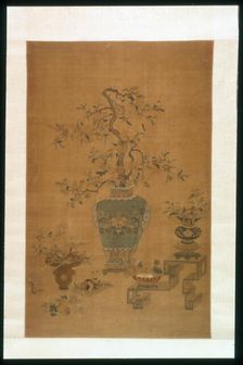Hanging Scroll (Furnishing Fabric), China, Qing dynasty(1644-1911), 1801/50. Creator: Unknown