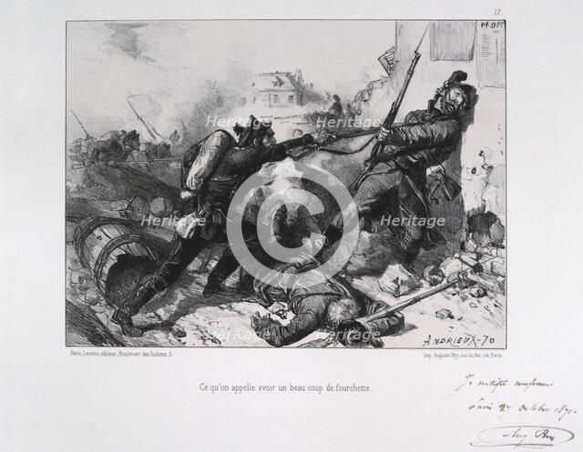 Hand-to-hand fighting, Siege of Paris, Franco-Prussian War, 1870 (1871). Artist: Auguste Bry