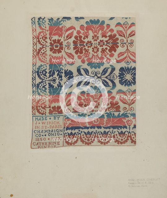 Hand Woven Coverlet, c. 1939. Creator: M. Louise Kent.