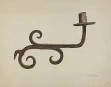 Hand Wrought Iron Candlestick, c. 1938. Creator: Gordena Jackson