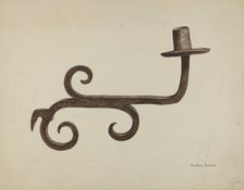 Hand Wrought Iron Candlestick, c. 1938. Creator: Gordena Jackson