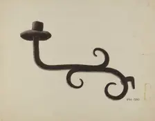 Hand Wrought Iron Candlestick, c. 1938. Creator: Emile Cero