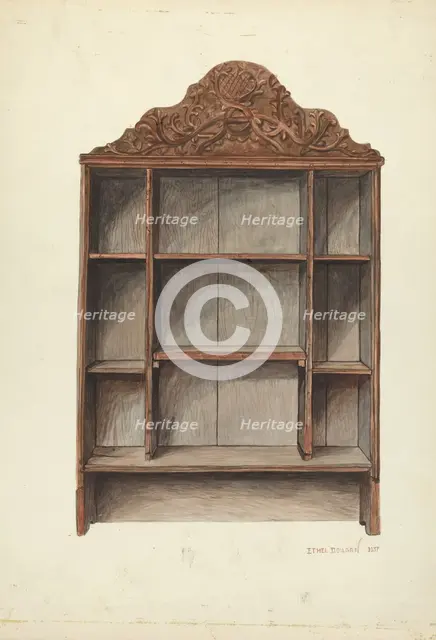 Hand Carved Cabinet, c. 1953. Creator: Ethel Dougan.