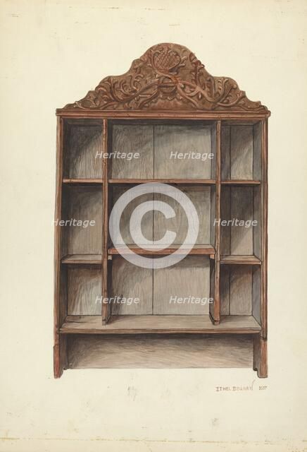 Hand Carved Cabinet, c. 1953. Creator: Ethel Dougan.