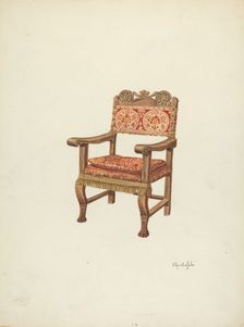 Hand-Carved Armchair, c. 1941. Creator: Cornelius Christoffels