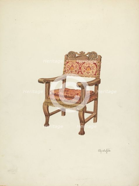 Hand-Carved Armchair, c. 1941. Creator: Cornelius Christoffels.