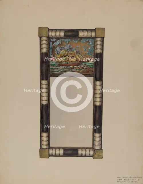 Hand Carved Mirror Frame, c. 1939. Creator: Rolland Ayres.