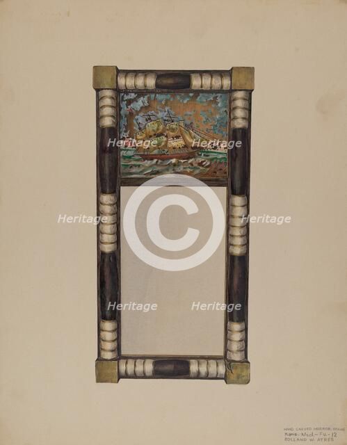 Hand Carved Mirror Frame, c. 1939. Creator: Rolland Ayres.